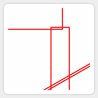Retro red lines geometric graphic Sticker